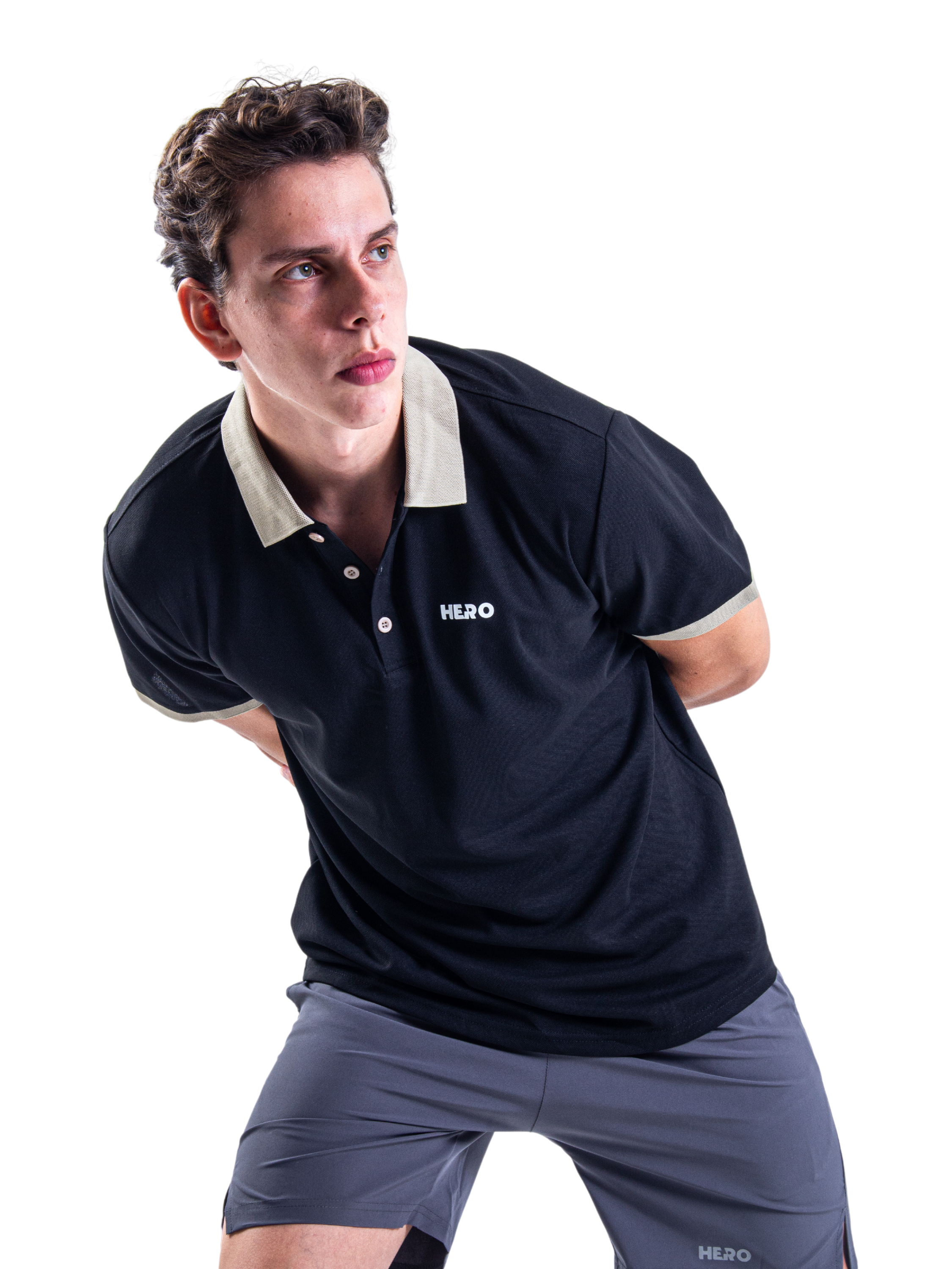 CHEMISE POLO 3 BOTONES AJUSTADA GOLF MVP HERO NEGRO