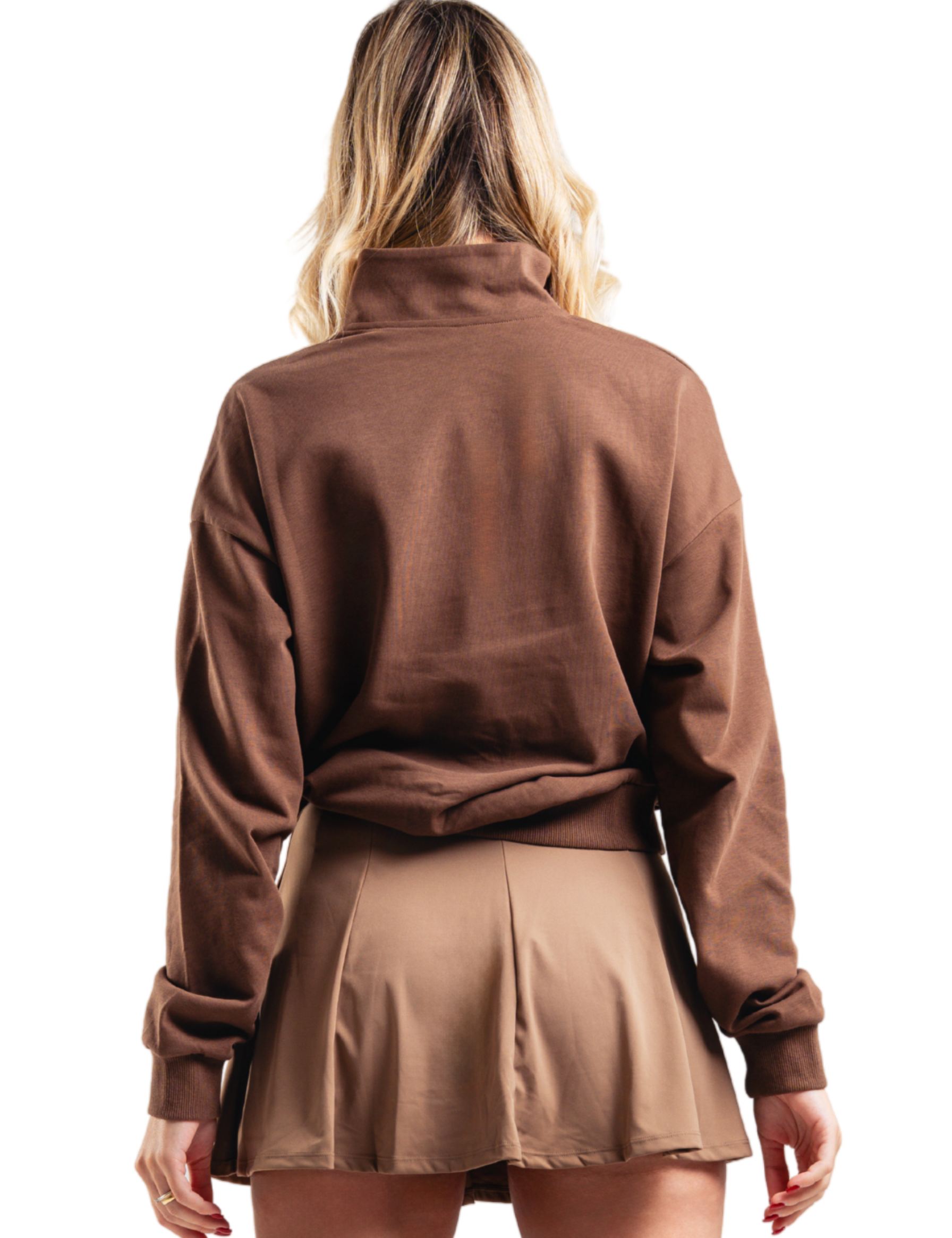 BUZO CROP FIT HERO MARRON