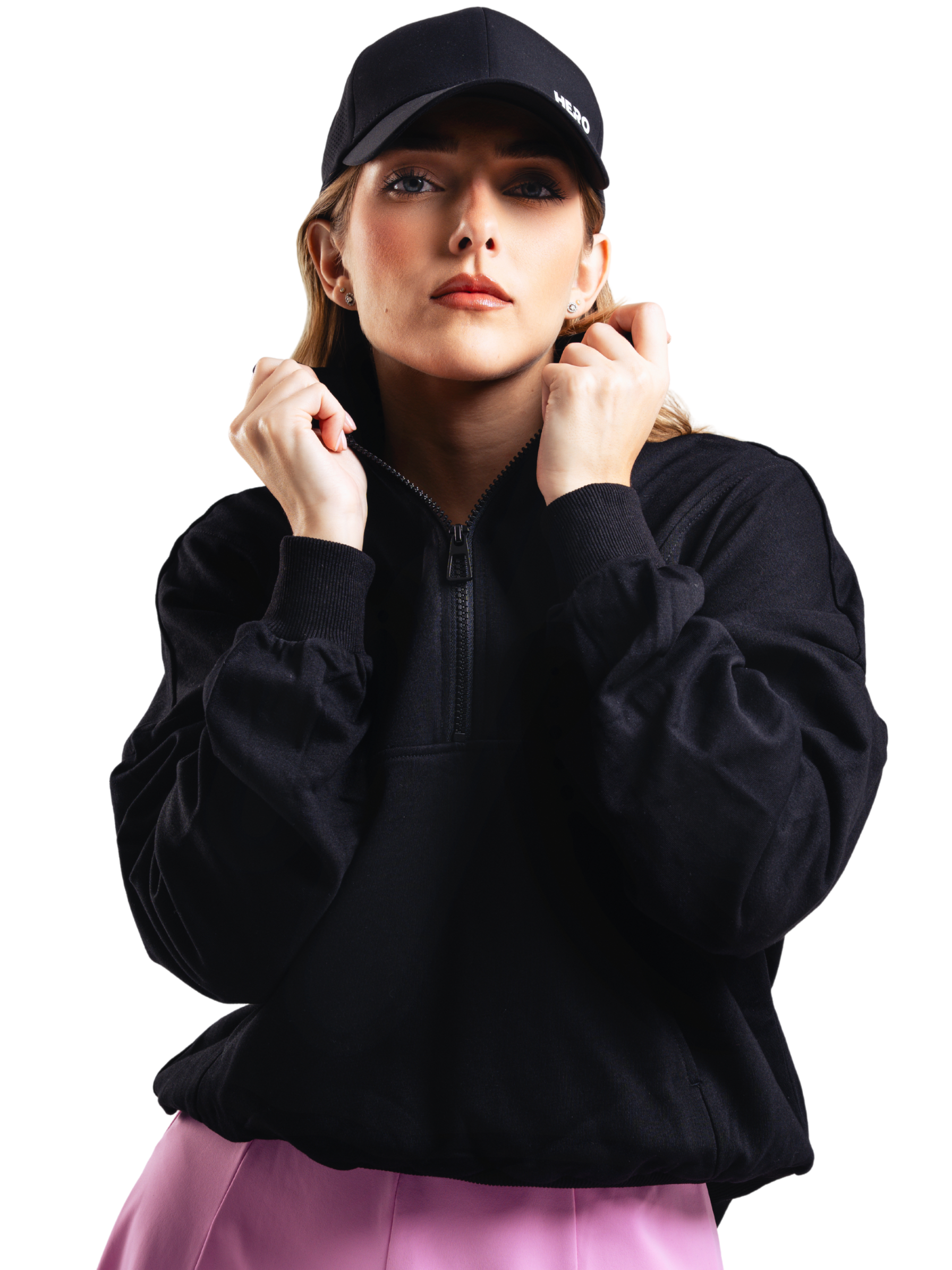 BUZO CROP FIT HERO NEGRO