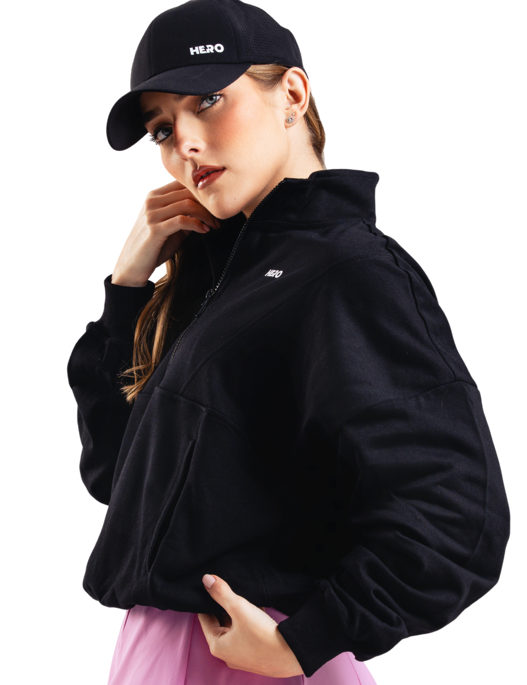 BUZO CROP FIT HERO NEGRO