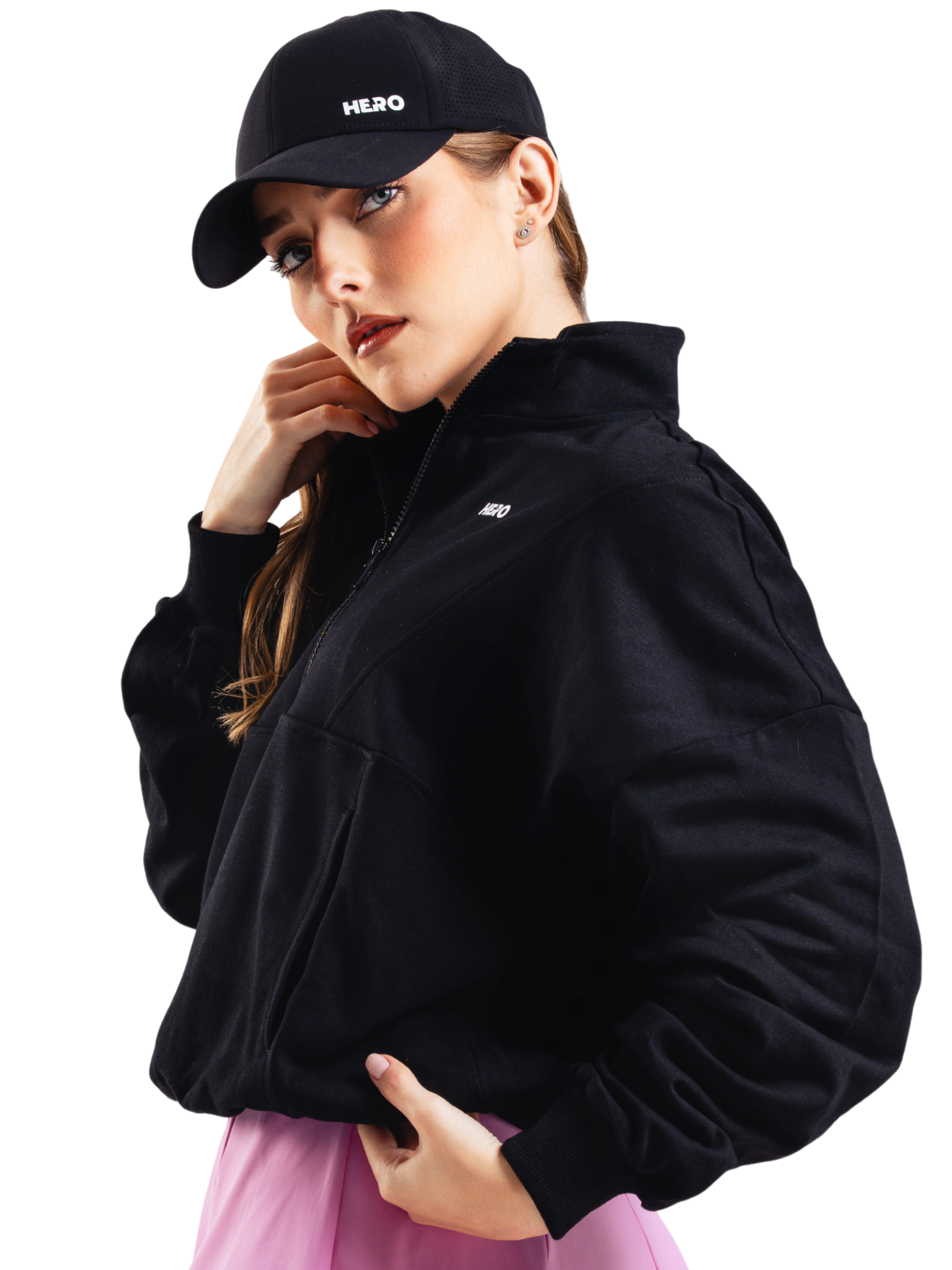 BUZO CROP FIT HERO NEGRO