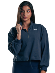 CHAQUETA CROP ZIPPER HERO GRIS OSCURO