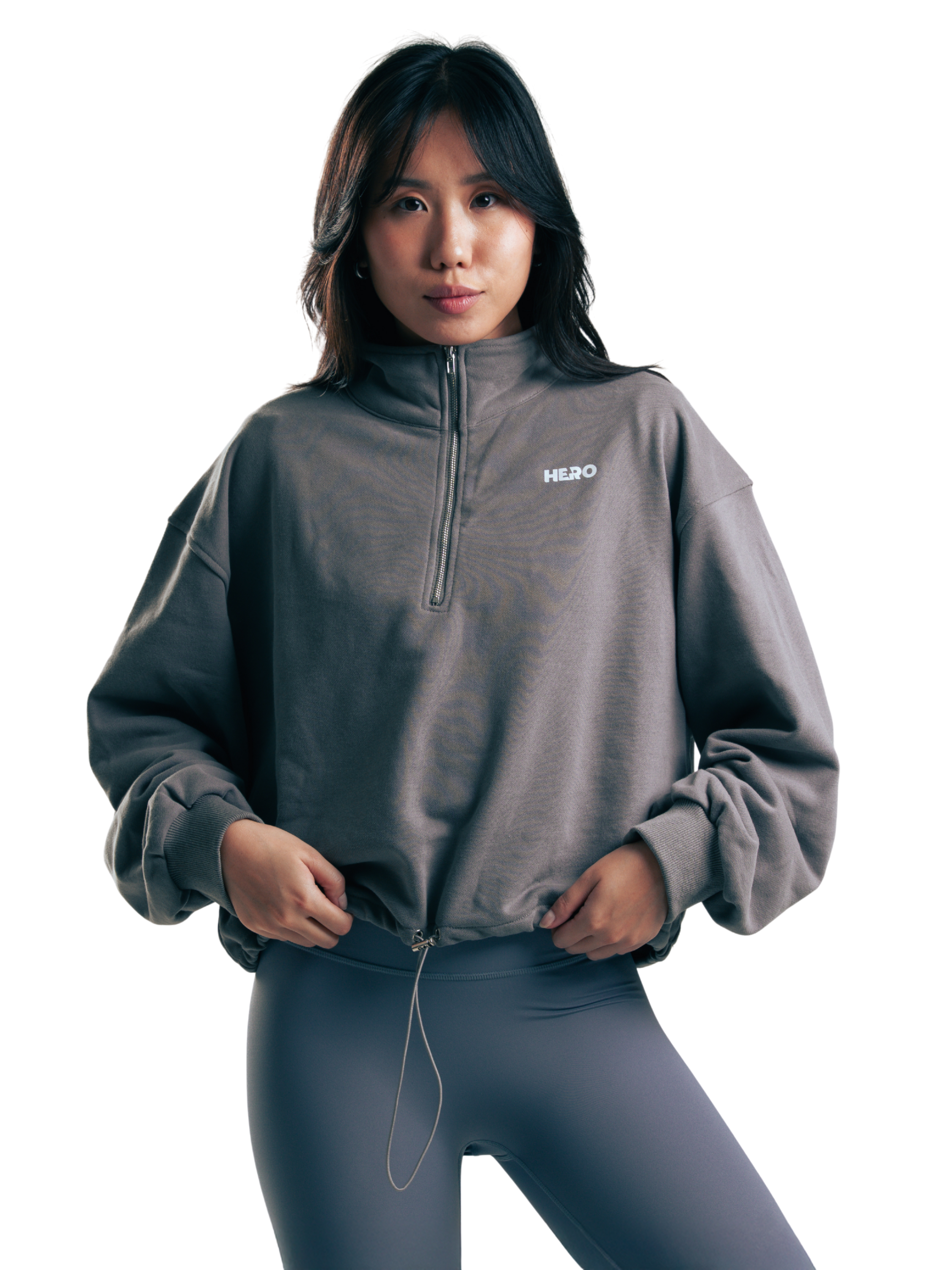 CHAQUETA CROP ZIPPER HERO GRIS