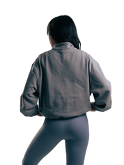 CHAQUETA CROP ZIPPER HERO GRIS