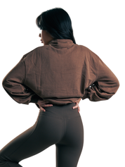 CHAQUETA CROP ZIPPER HERO MARRON