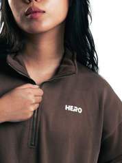 CHAQUETA CROP ZIPPER HERO MARRON