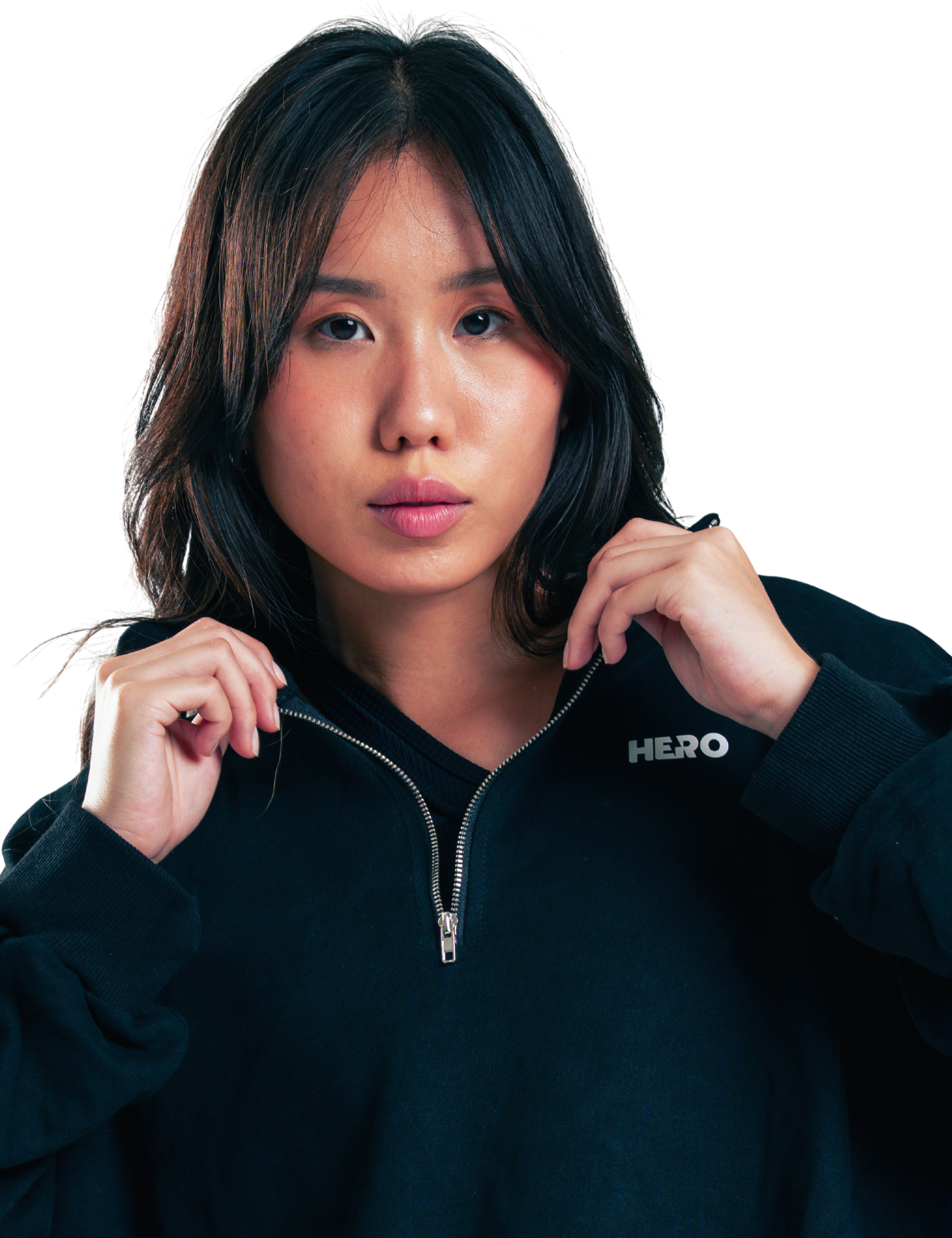 CHAQUETA CROP ZIPPER HERO NEGRO