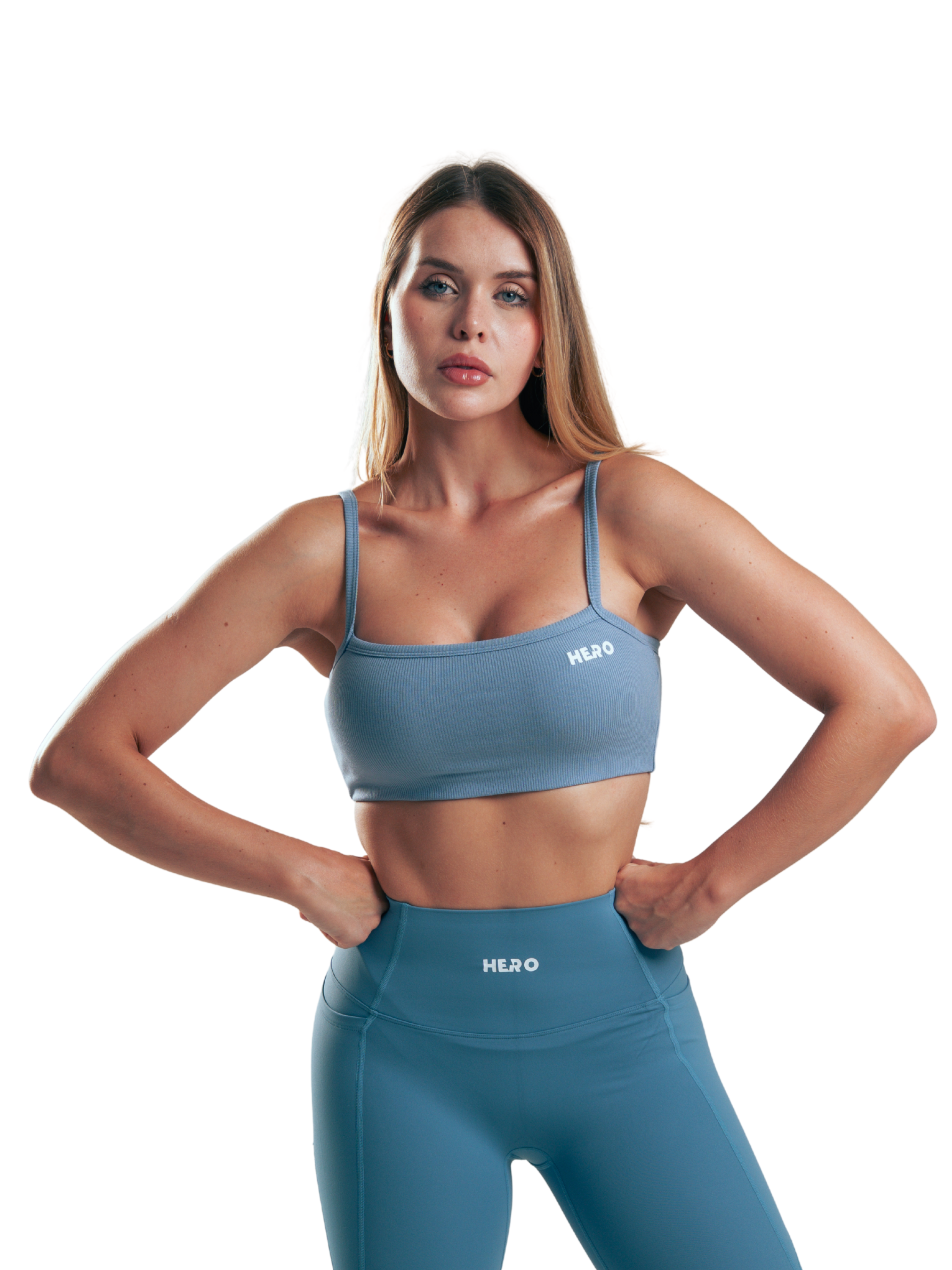 CROP TOP ACANALADO HERO AZUL BEBE