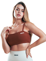 CROP TOP ACANALADO HERO MARRON CLARO