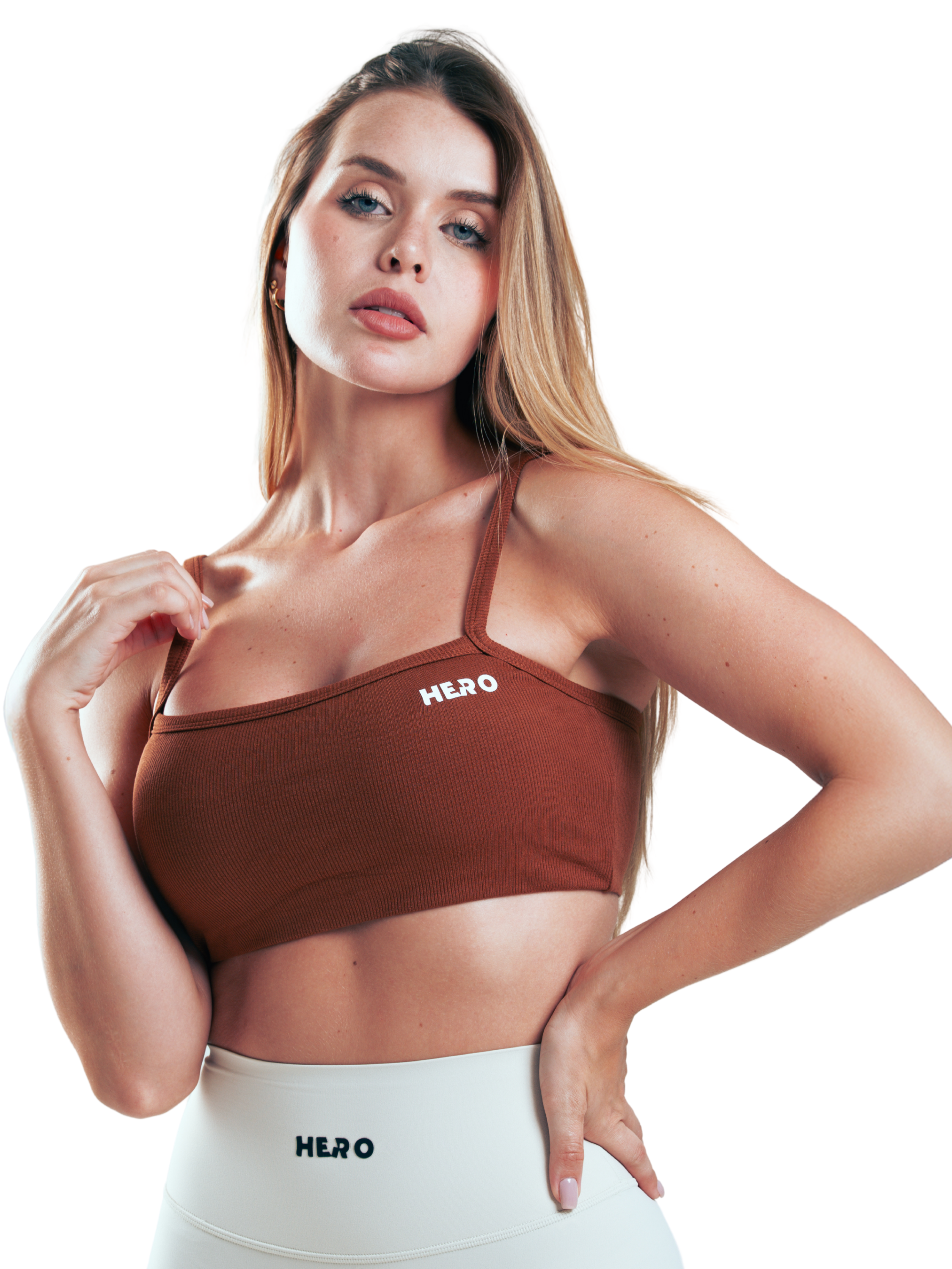 CROP TOP ACANALADO HERO MARRON CLARO