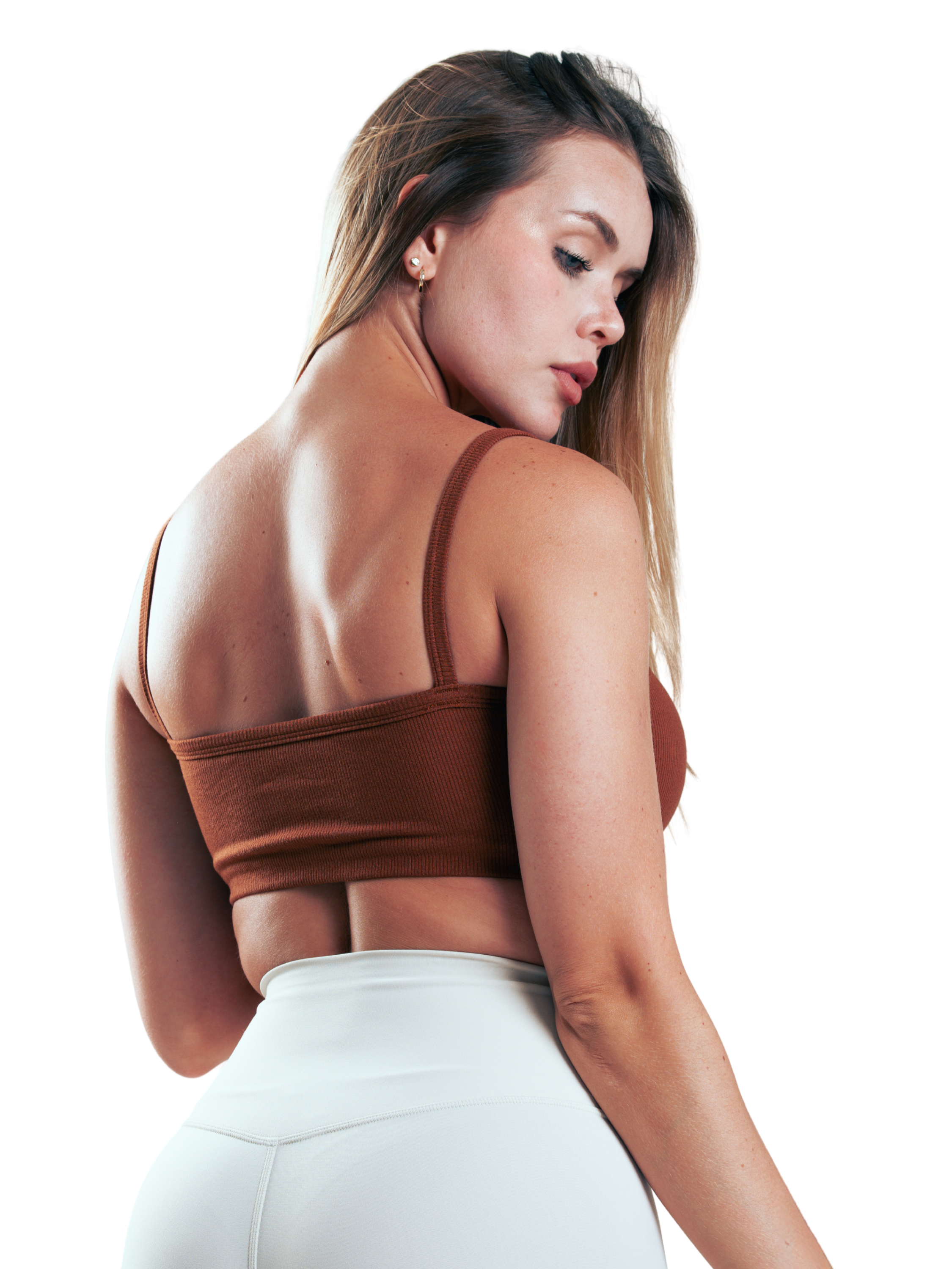 CROP TOP ACANALADO HERO MARRON CLARO