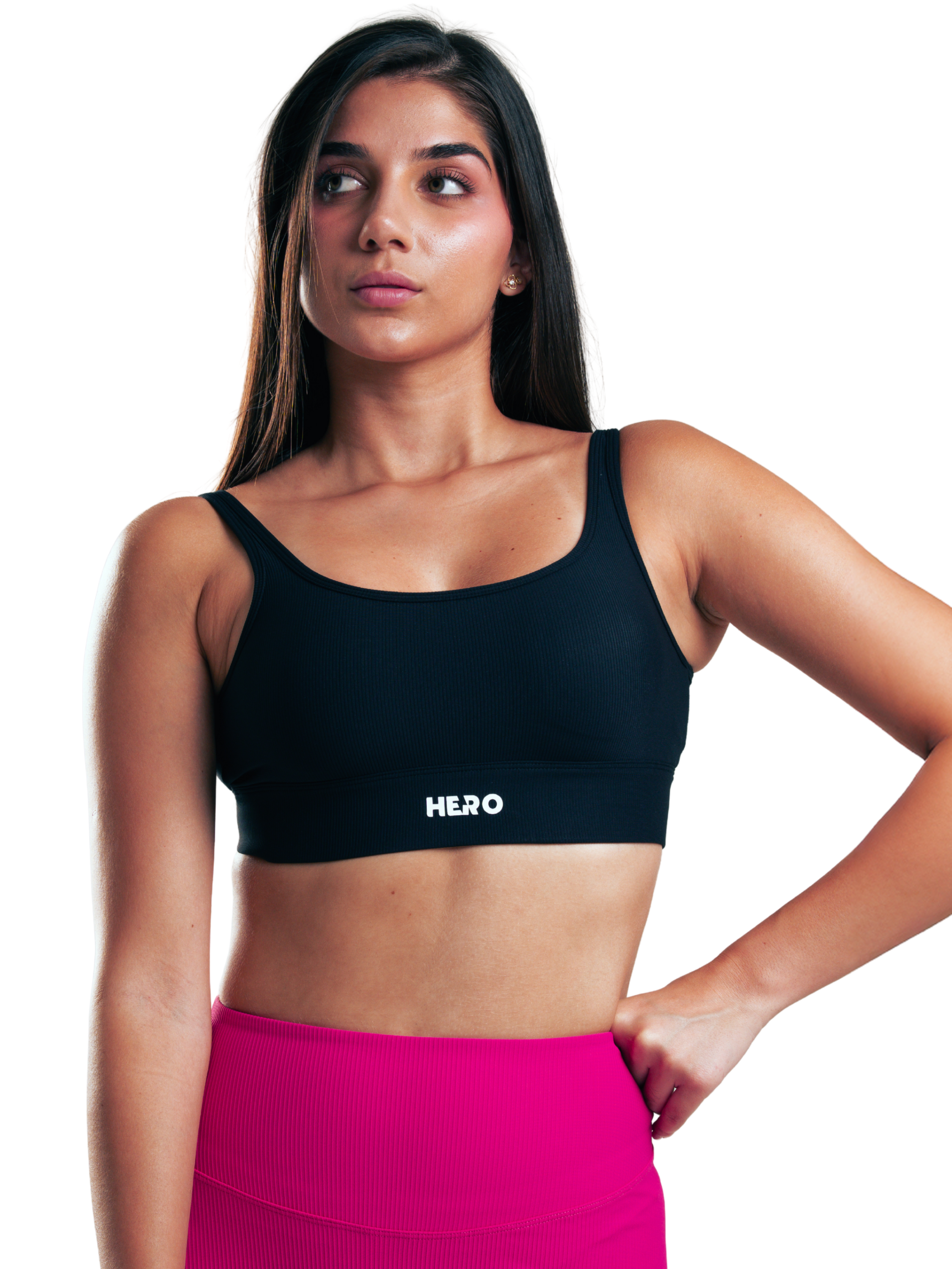 CROP TOP RIBBED HERO NEGRO