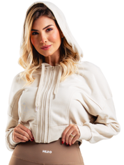 ESSENTIAL CROP HOODIE HERO BEIGE
