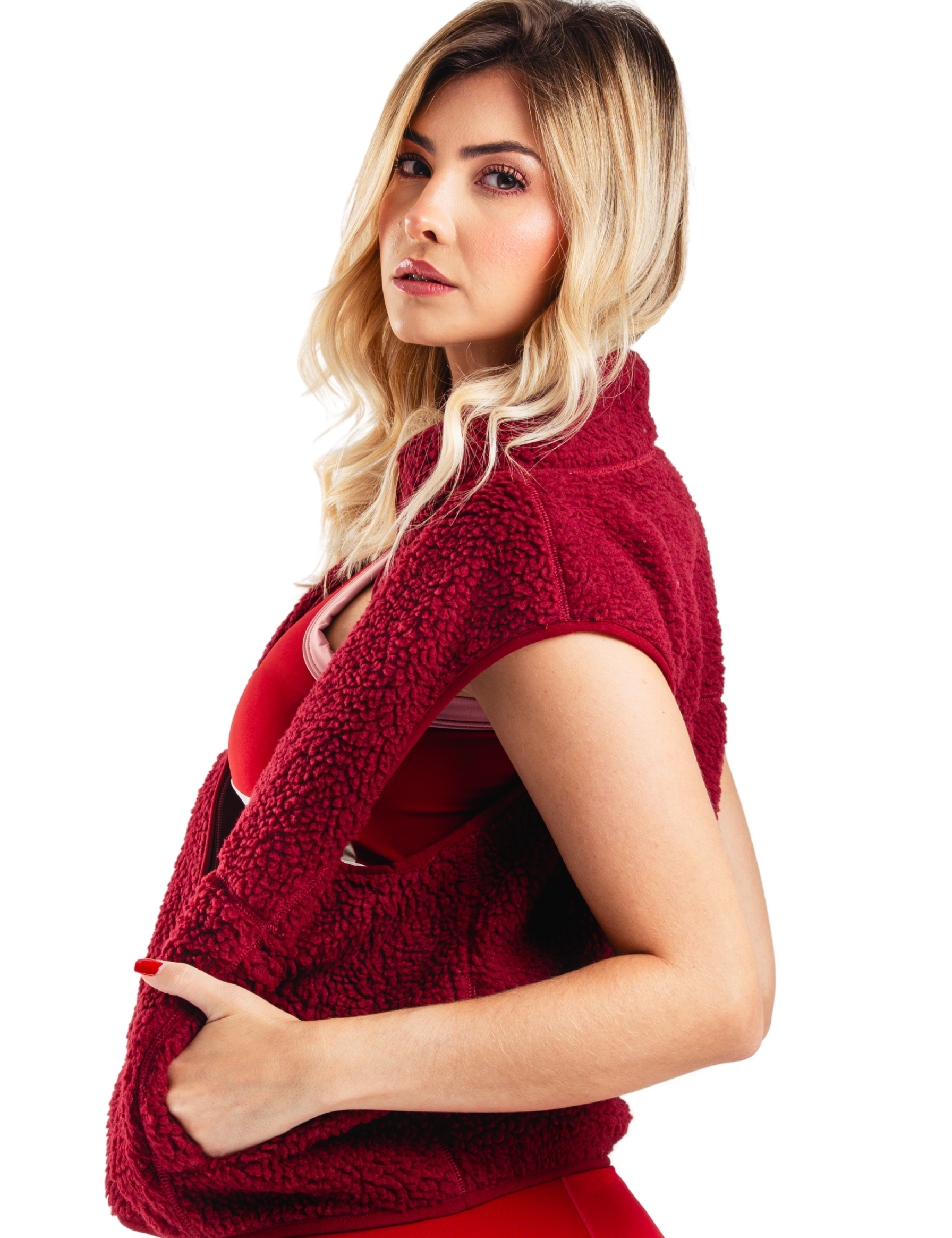 ESSENTIAL SHERPA VEST HERO VINOTINTO