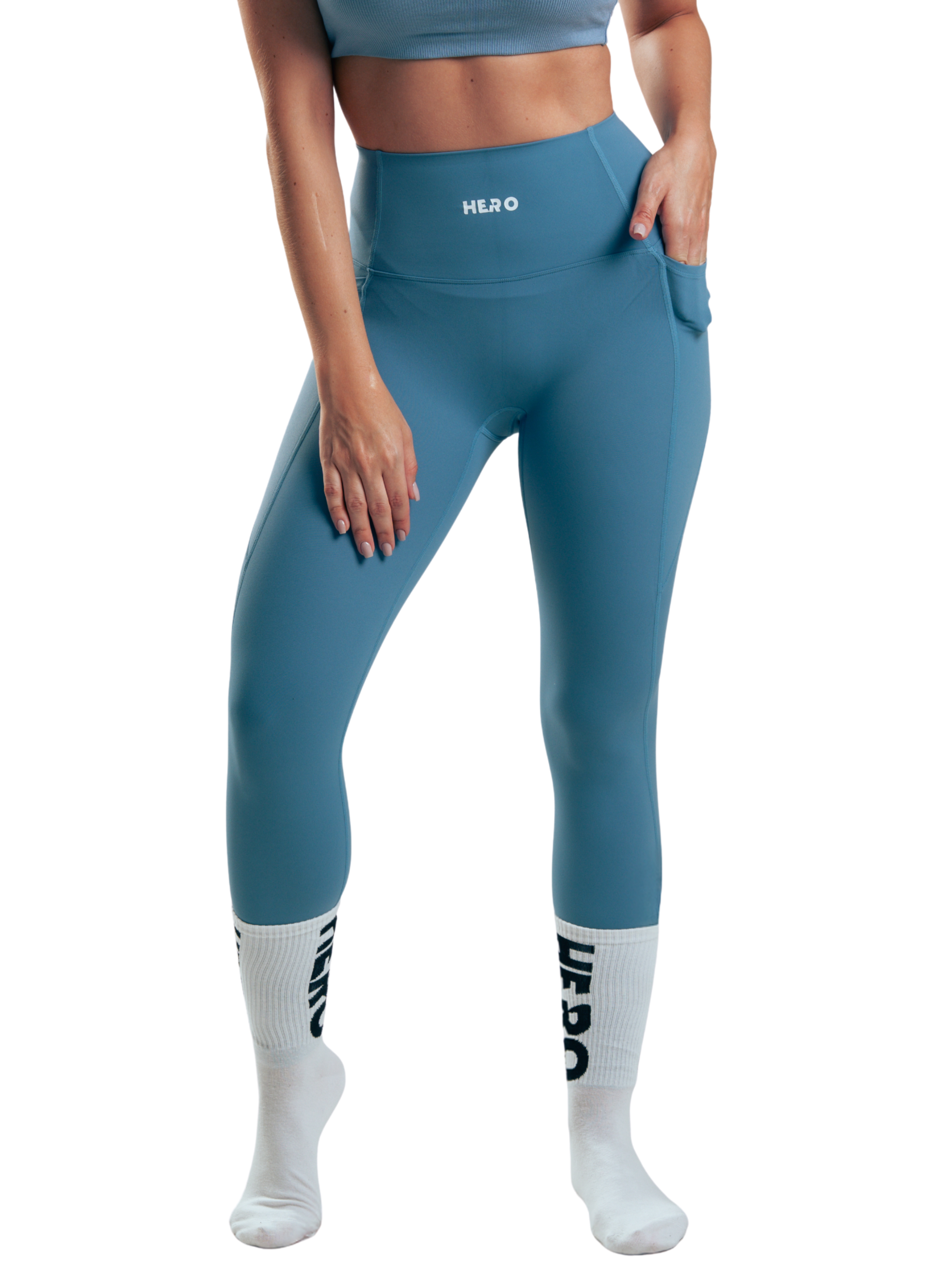 LEGGINS TWO POCKET HERO AZUL BEBE