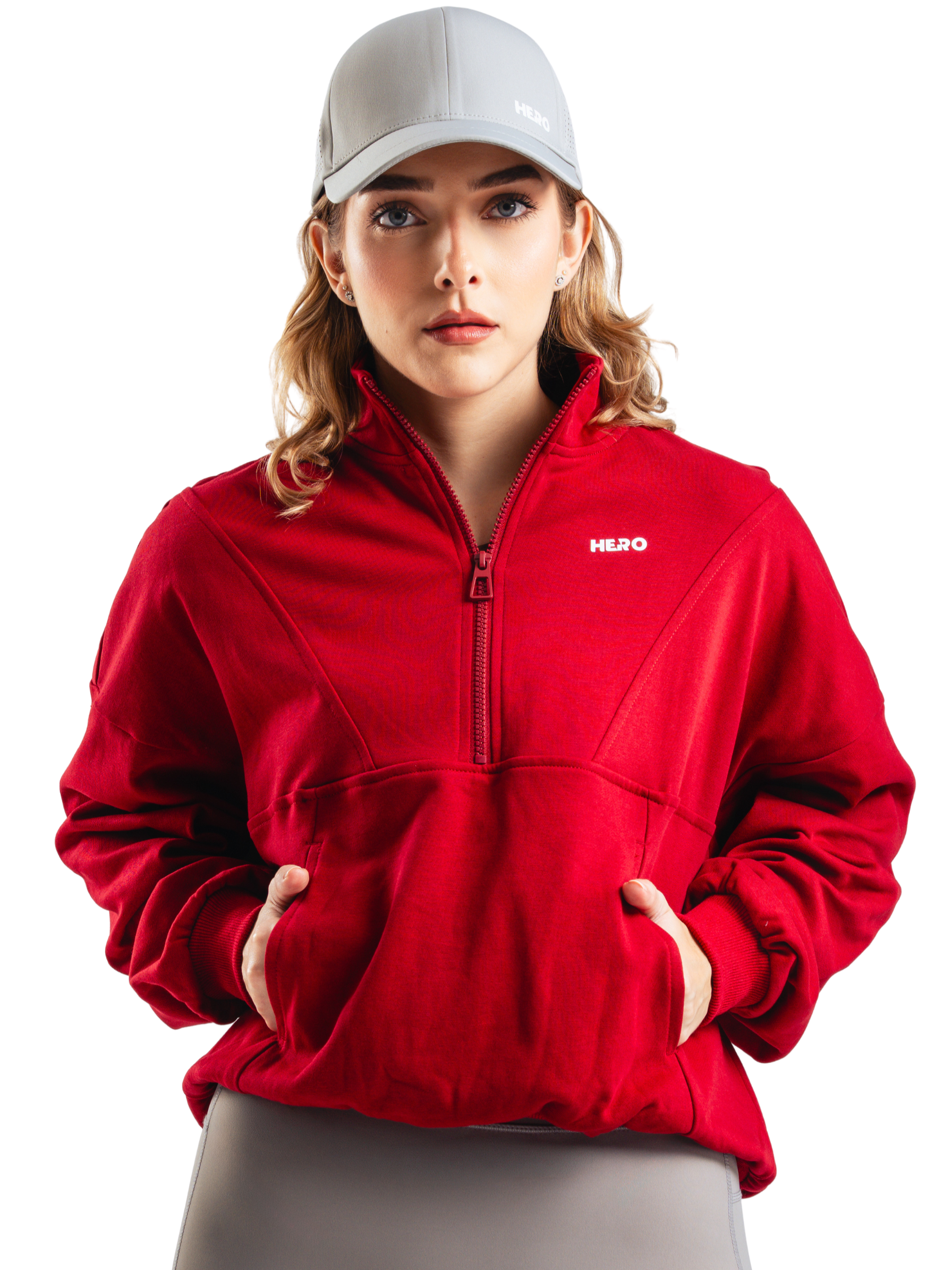 OVERSIZED HALF ZIP HERO ROJO