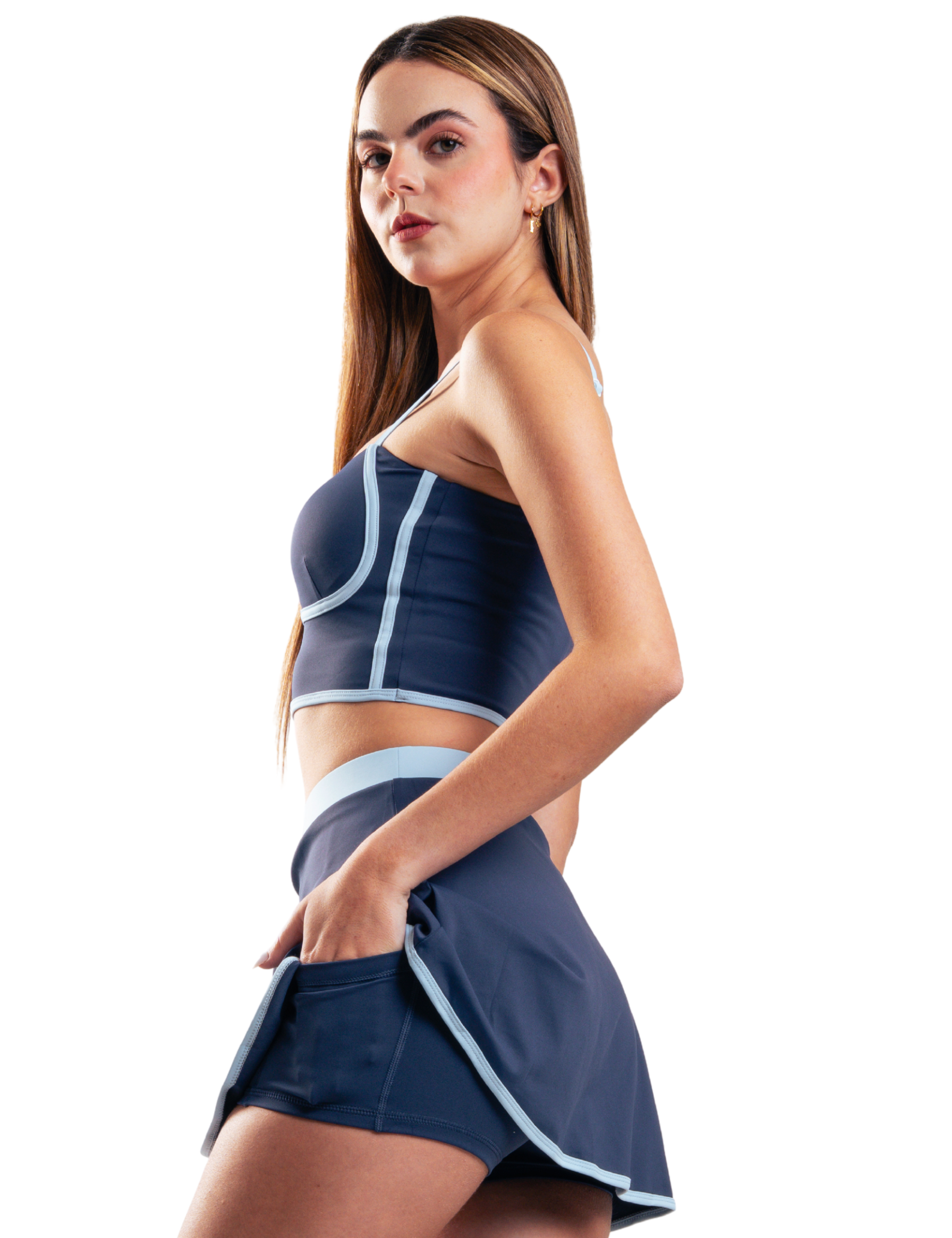 CONJUNTO FALDA Y TOP BODERLINE HERO AZUL NAVY