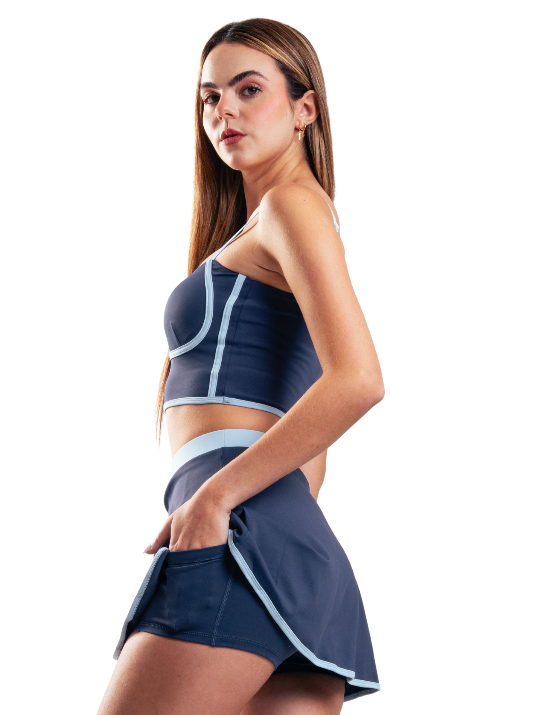 CONJUNTO FALDA Y TOP BODERLINE HERO AZUL NAVY