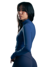 SUETER CROP ZIP AZUL