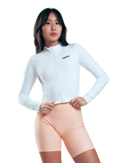 SUETER CROP ZIP BLANCO