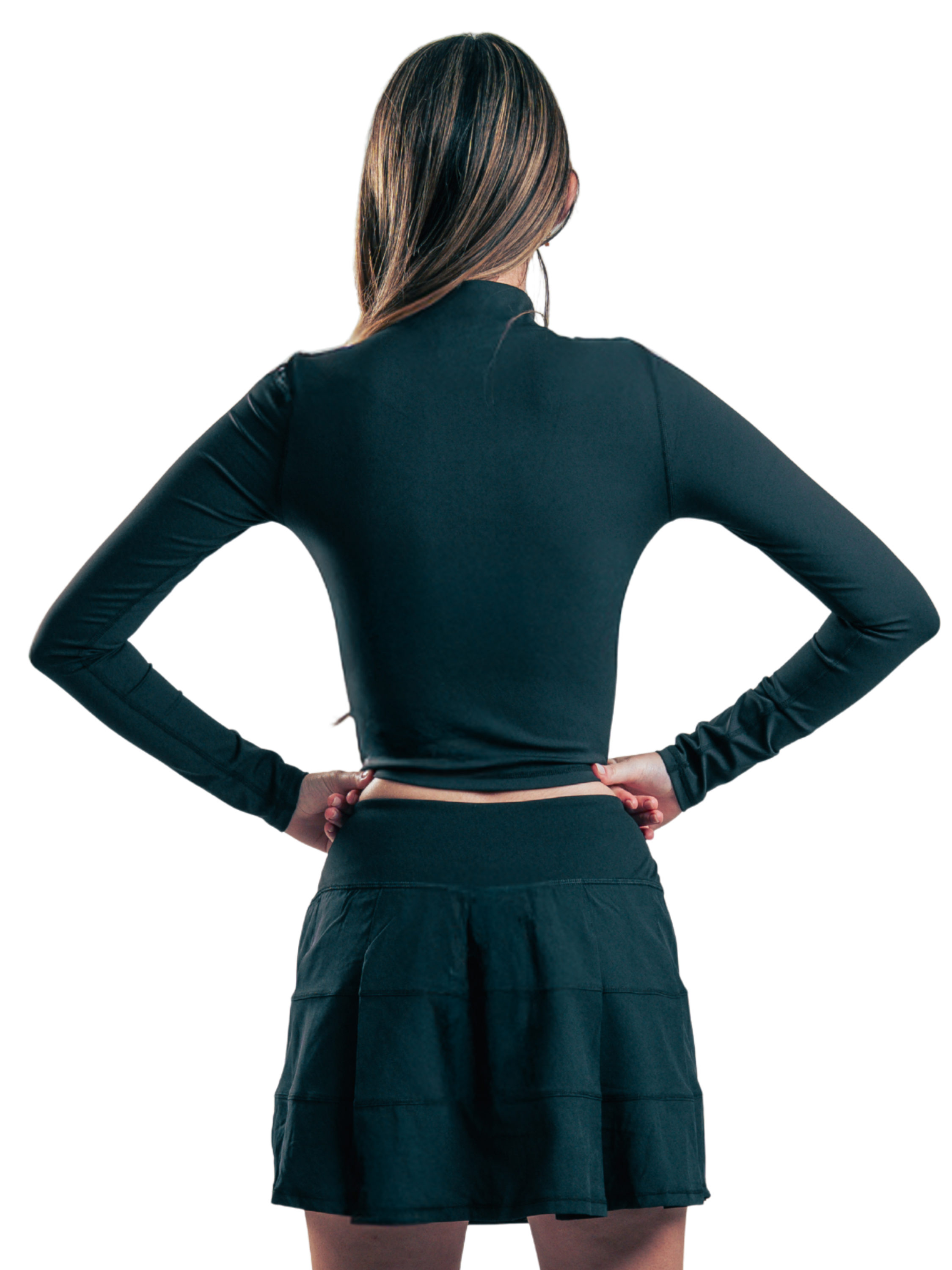 SUETER CROP ZIP NEGRO