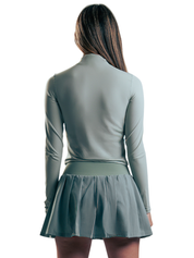 SUETER CROP ZIP VERDE