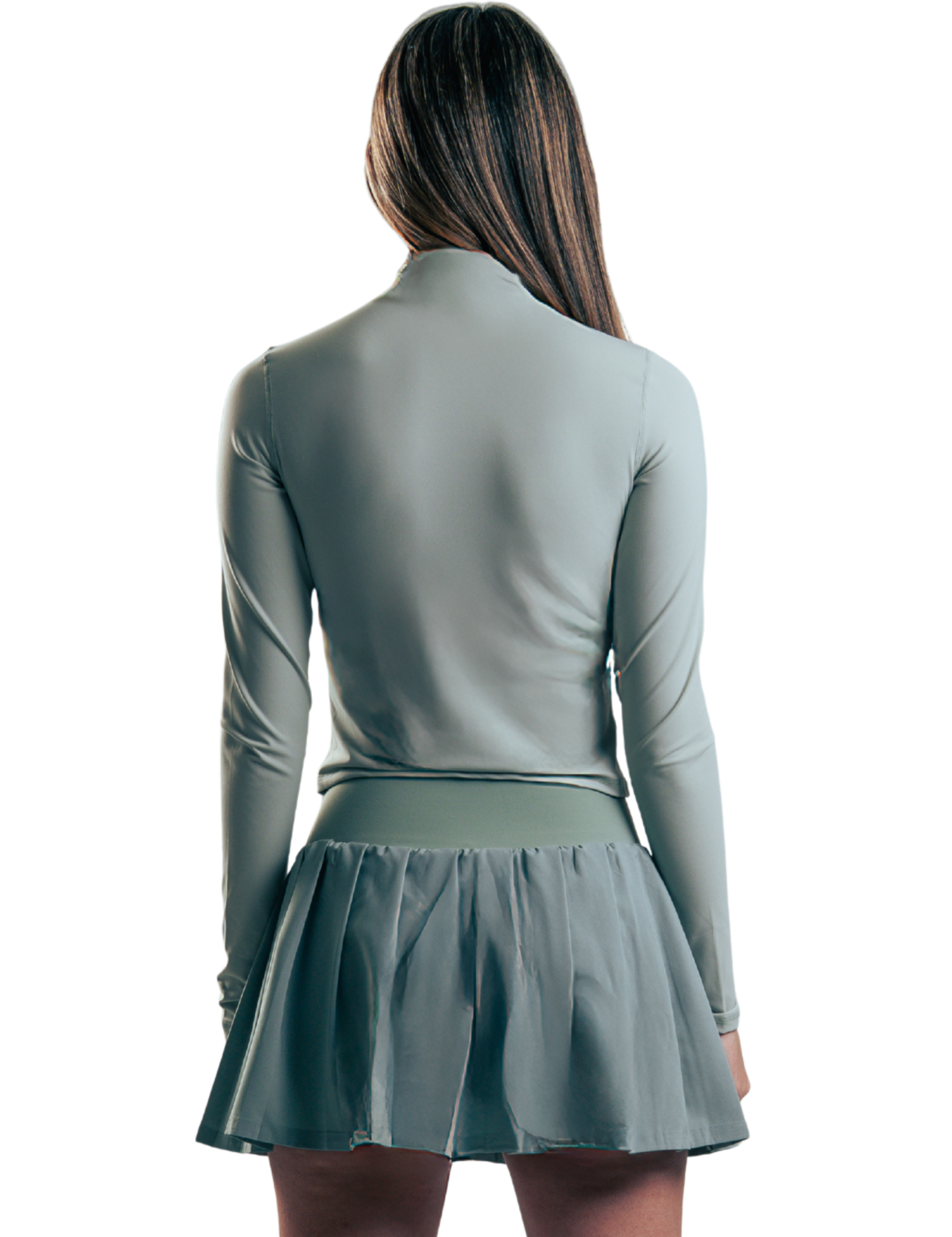 SUETER CROP ZIP VERDE