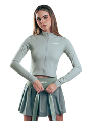 SUETER CROP ZIP VERDE