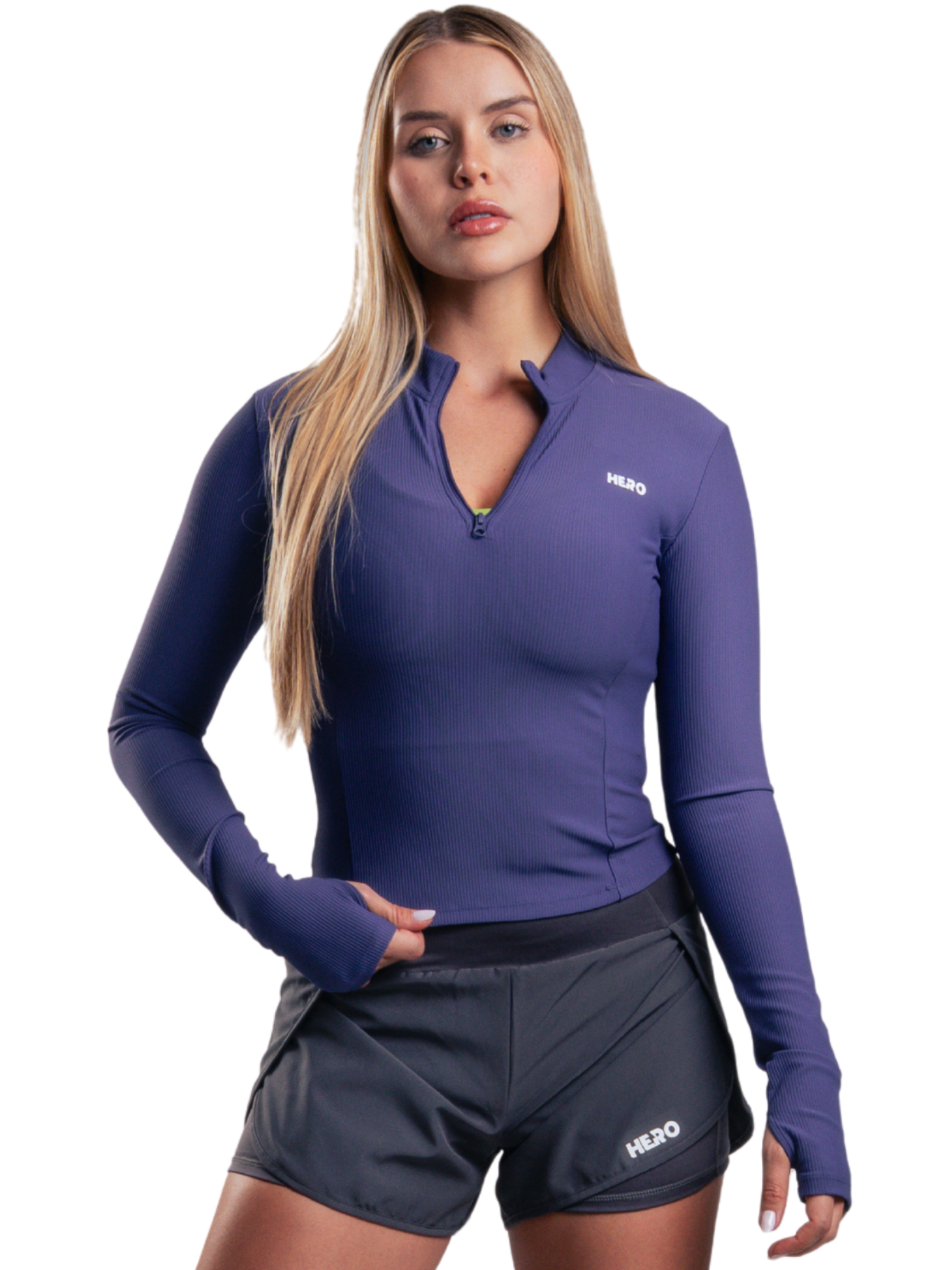SUETER ZIPPER ACANALADO HERO AZUL