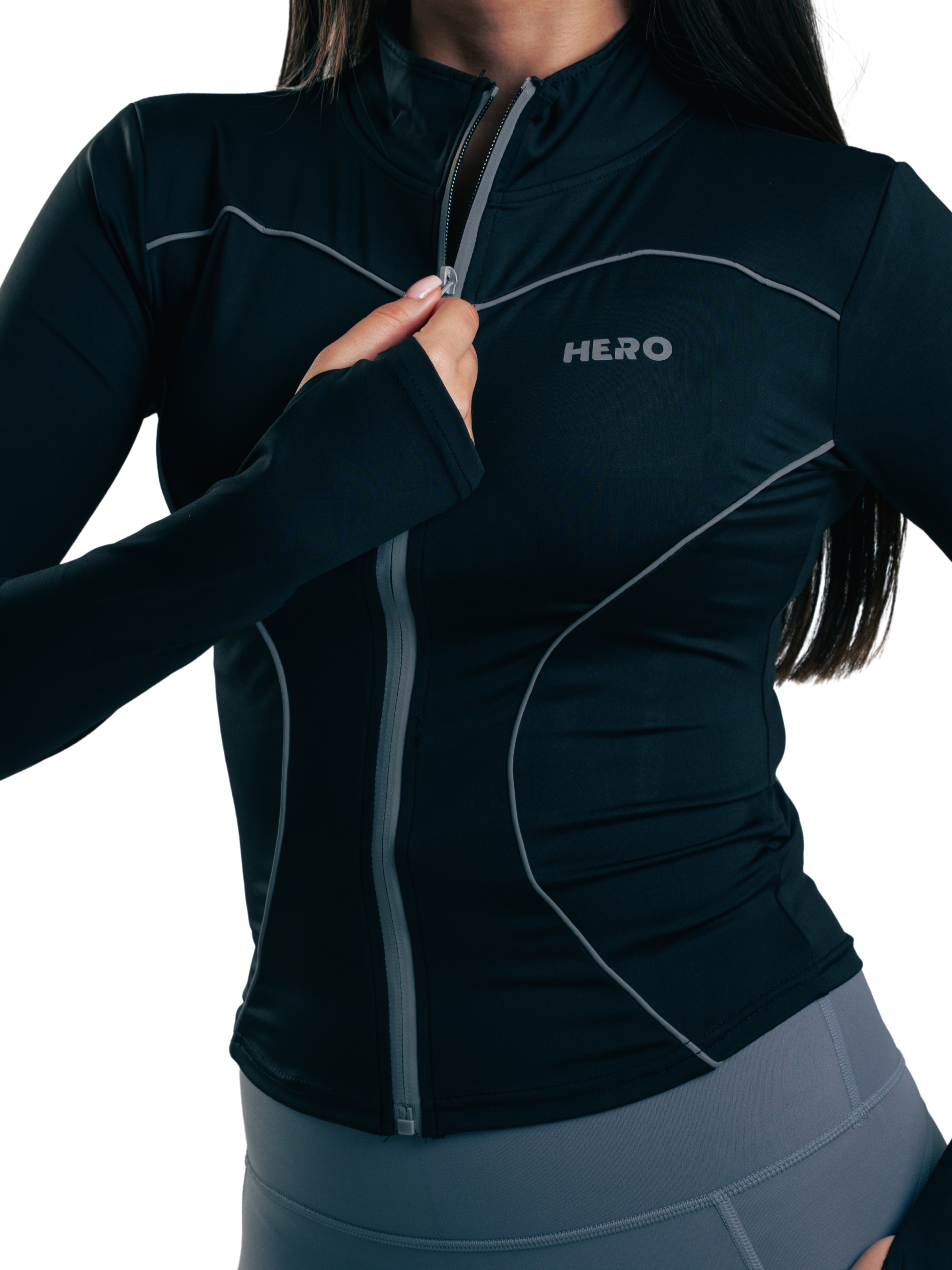SUETER REFLE ZIP HERO NEGRO