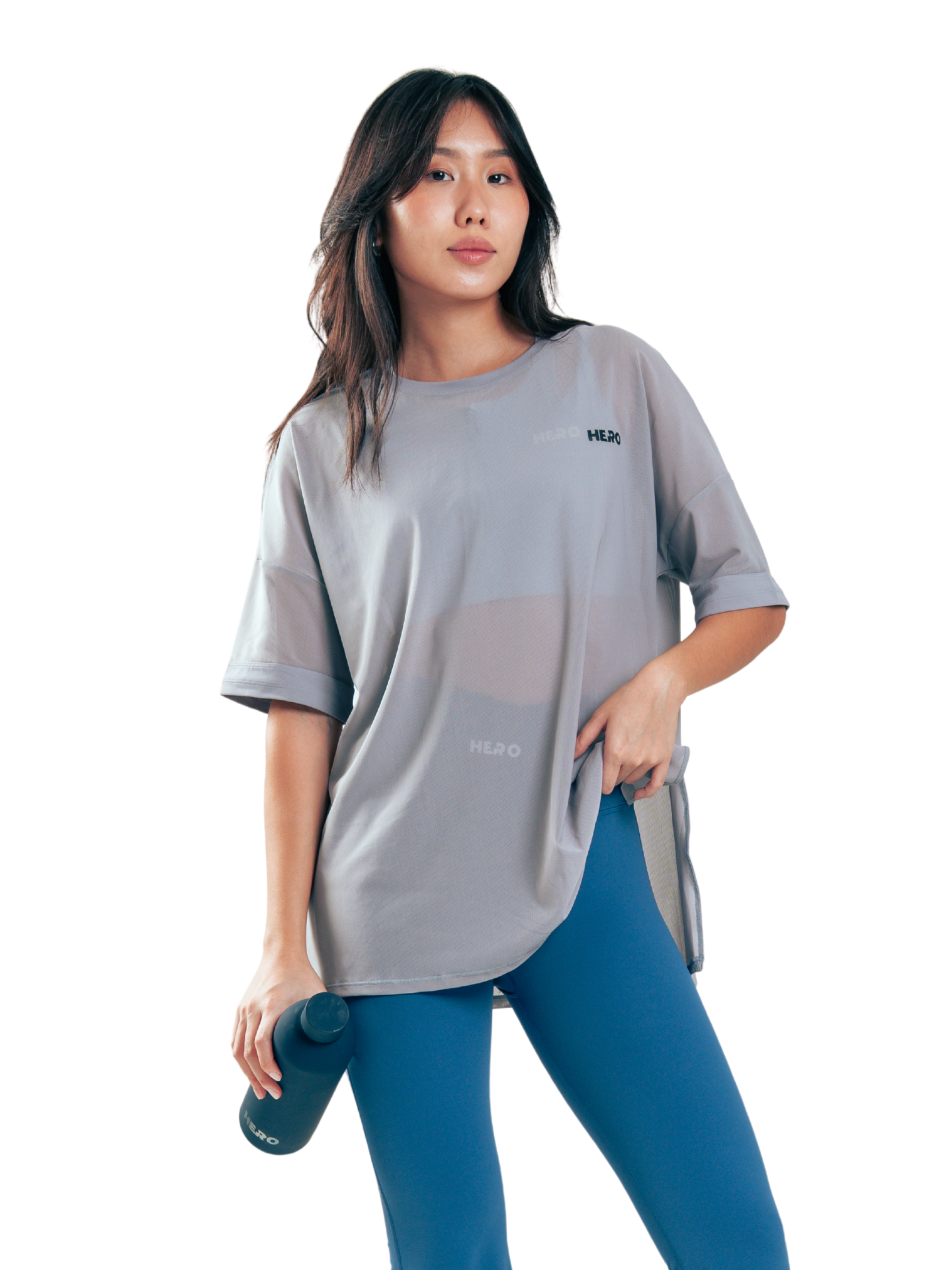 T-SHIRT MESH SPLIT HERO GRIS