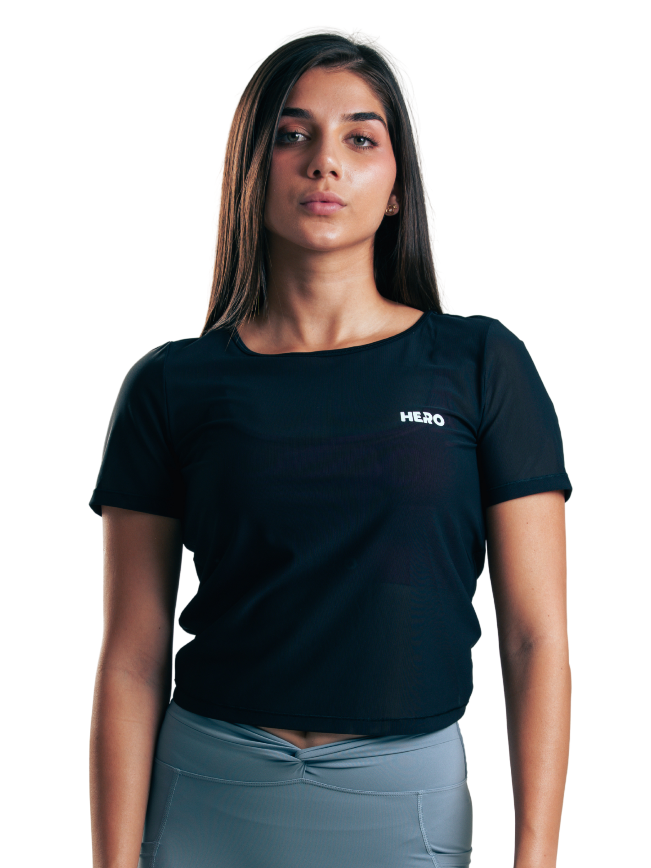 TEE MESH CROP HERO NEGRO