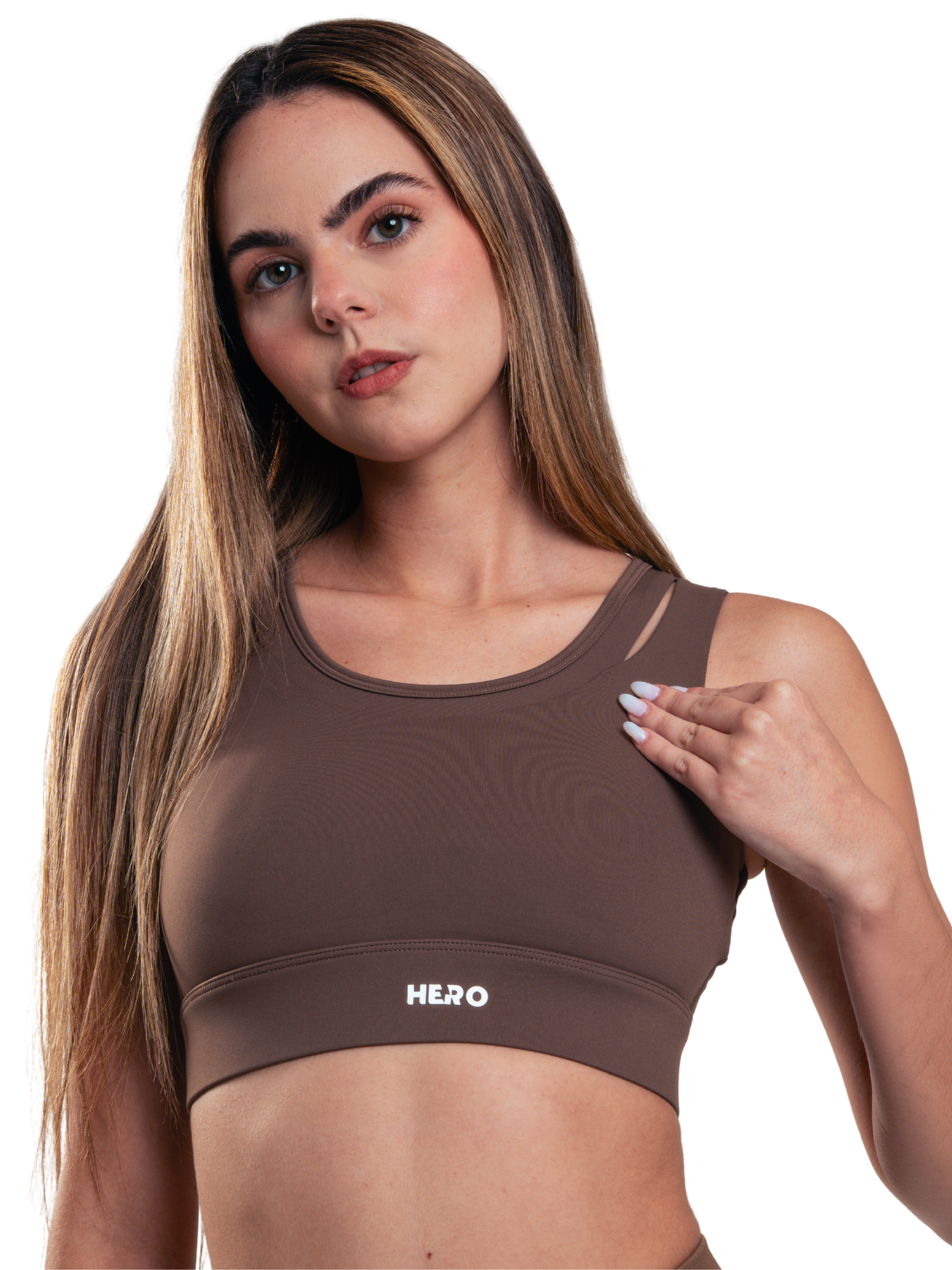 TOP HALTER PRO HERO MARRON