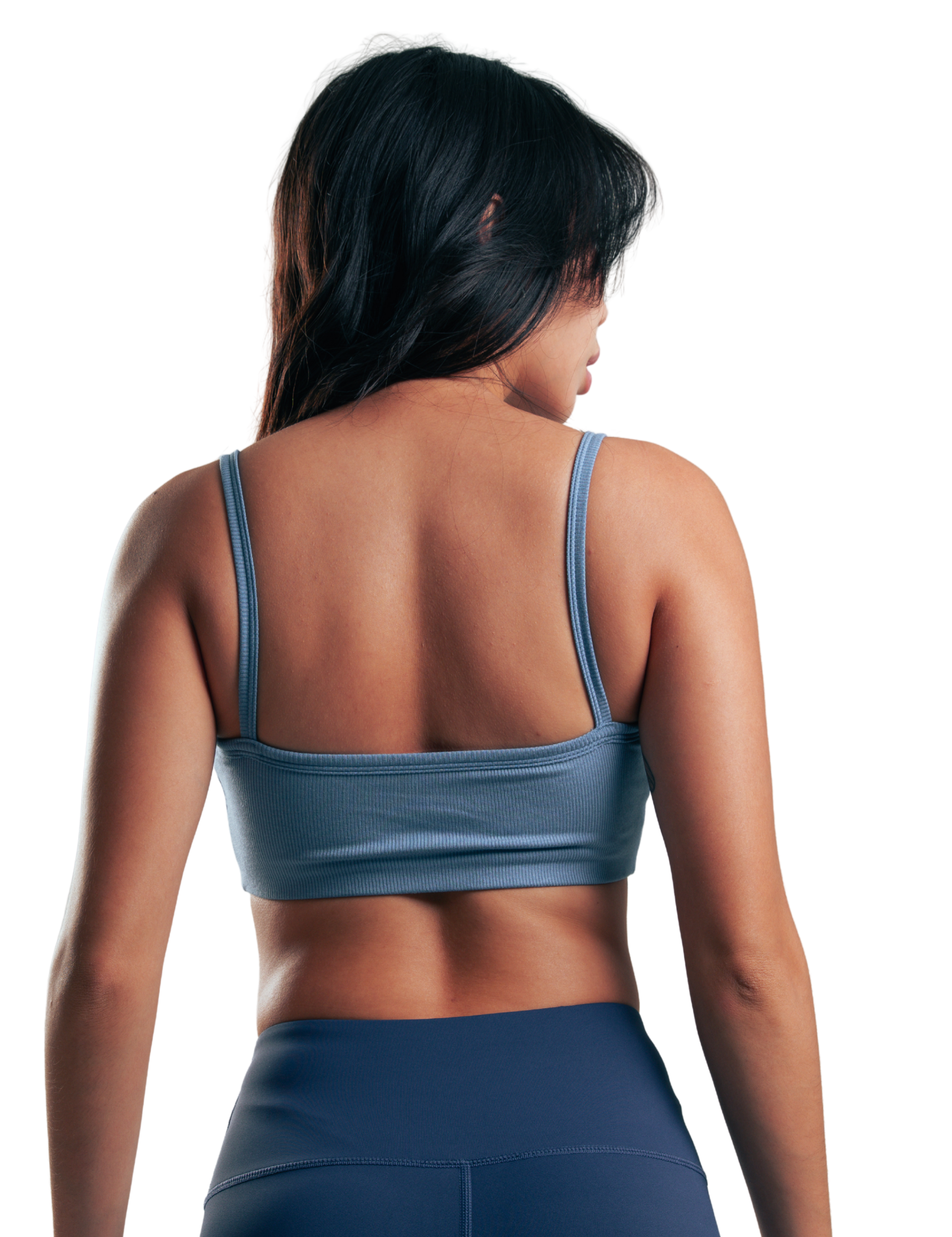 TOP CROP RIBBED HERO AZUL