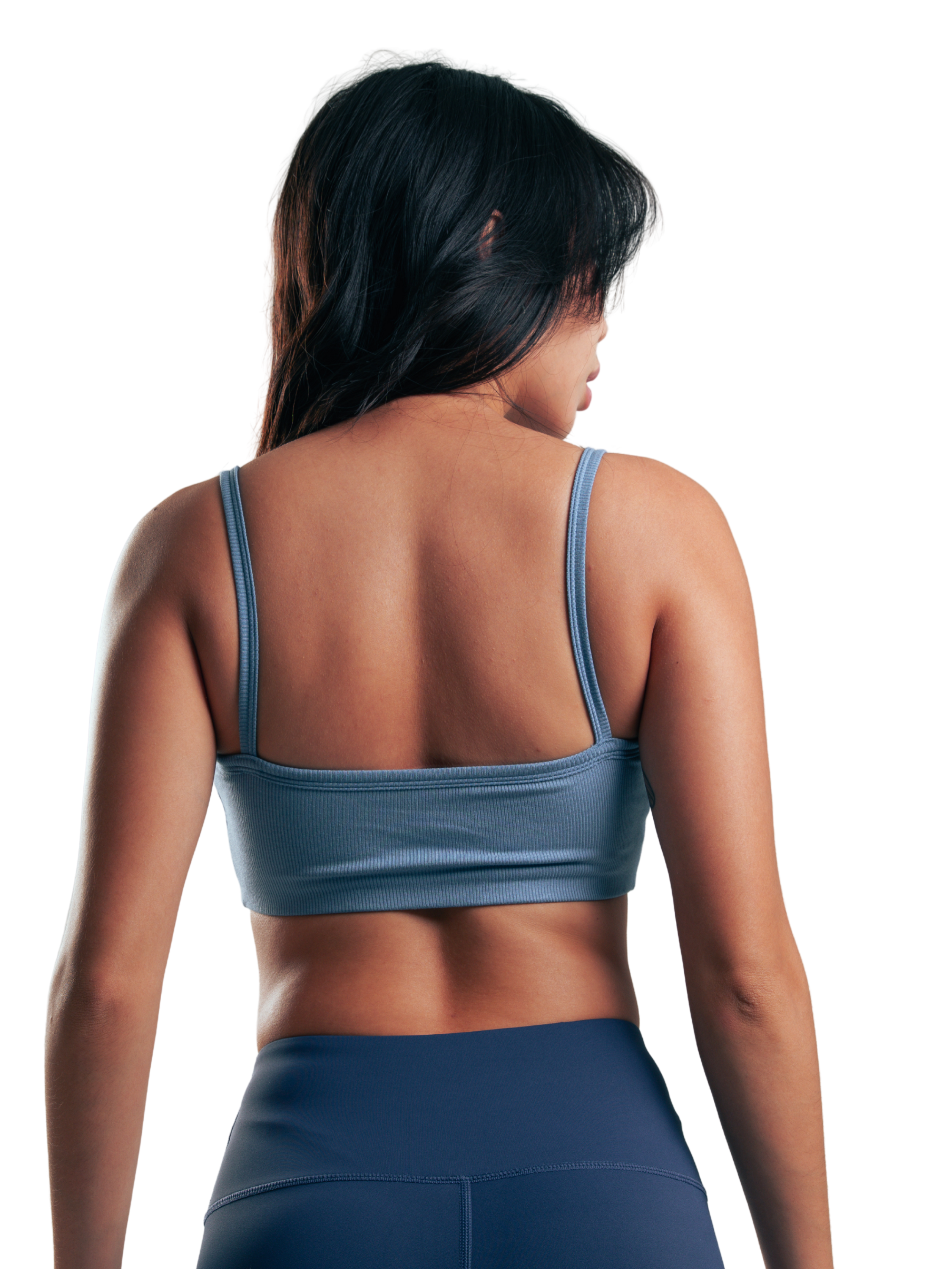TOP CROP RIBBED HERO AZUL
