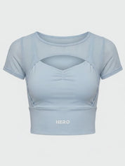TOP COMPLETO CON HOMBROS TRANSPARENTES HERO AZUL BEBE