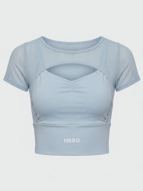 TOP COMPLETO CON HOMBROS TRANSPARENTES HERO AZUL BEBE
