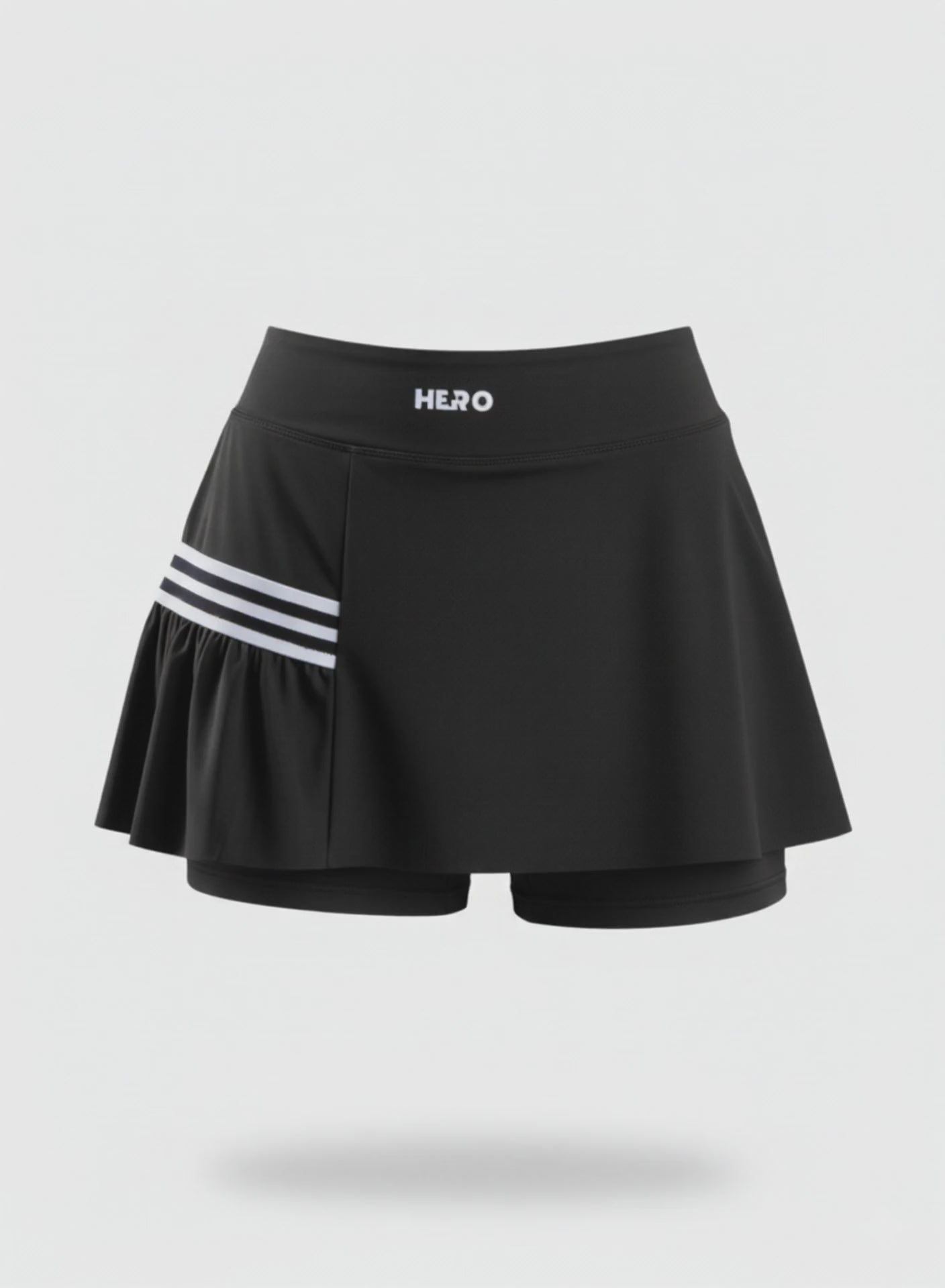 FALDA PLISADA 3 RAYAS HERO NEGRO
