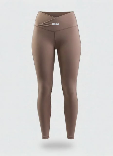 LEGGIN LISO DOBLE COSTURA CINTURA EN V HERO MARRON